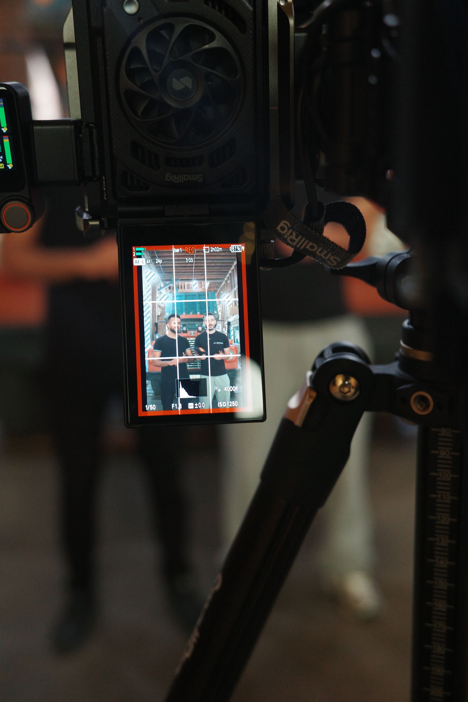 A camera monitor recording on set